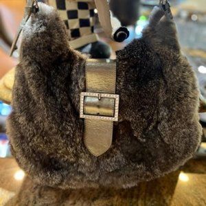 Diane Gail Rabbit Grey Purse Bag Handbag 12W 9H Zipper Pocket Two Slip Pockets